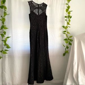 Tawny Black Lace Sequins Formal Gown (measurements included)